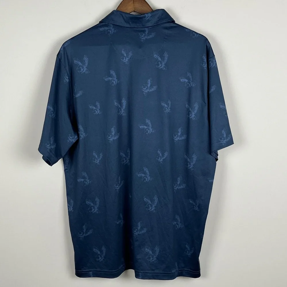Walter Hagen 11 Majors Mens Navy Blue Eagle Print Golf Polo Shirt Large